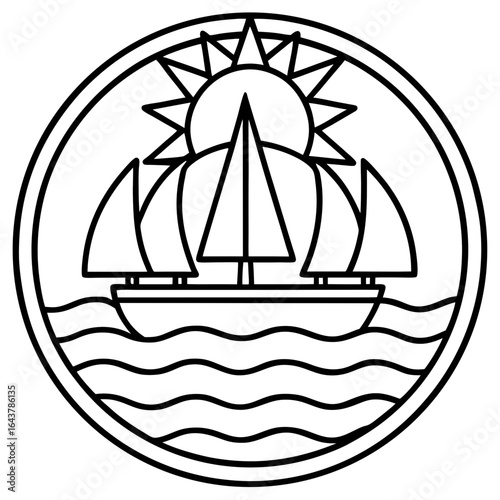 Indian Ocean line art vector