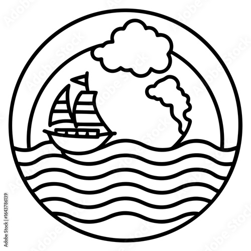 Indian Ocean line art vector