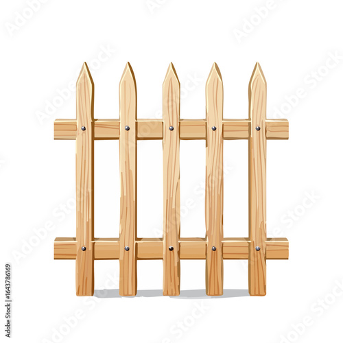 Cartoon wooden fence illustration light brown timber construction divider protection picket line yard border barrier architecture element