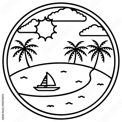 Indian Ocean line art vector