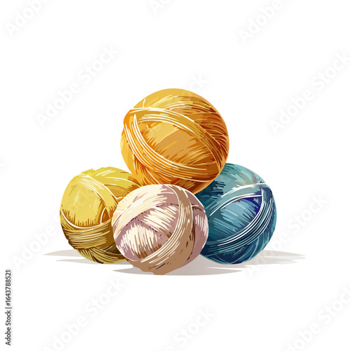 Colorful yarn balls illustration crafting and knitting hobby concept
