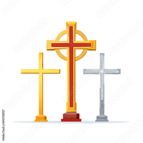 Diverse Christian Crosses Religious Faith Symbols Sacred Iconography