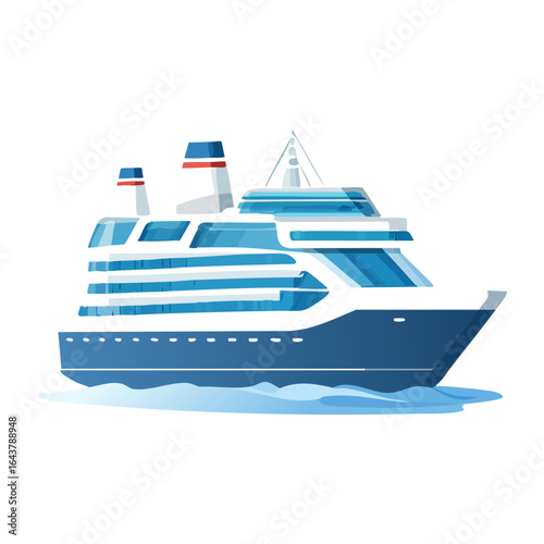 Cruise ship floating blue ocean waters representing travel vacations luxury holiday getaway and recreation tourism adventure