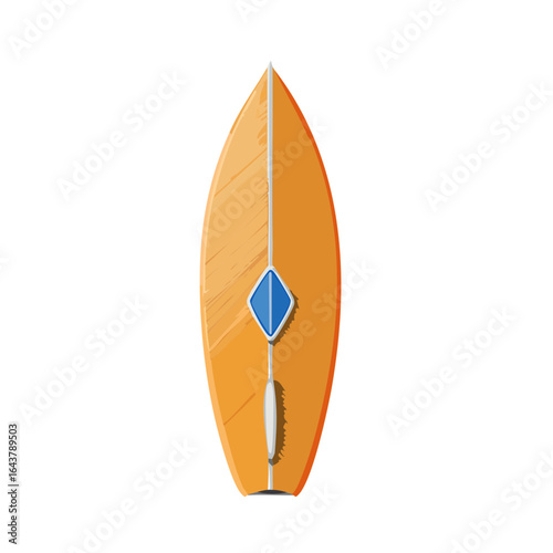 Illustration of an orange surfboard against black background, ready for waves and surfing adventure