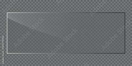 Flat glass plate banners. Realistic windows mockup. Set of mirror on transparent background. Light effect for a picture or a mirror. Clear glass showcase. 3d panel texture or clear window. 