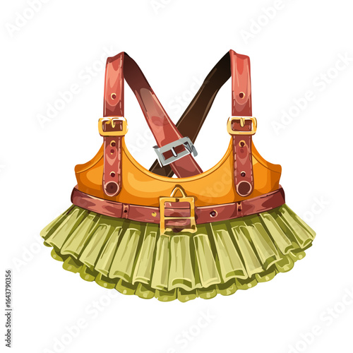 Cartoon fantasy bodice and skirt costume with leather straps and metal buckles fairytale dress up apparel for roleplay medieval garment