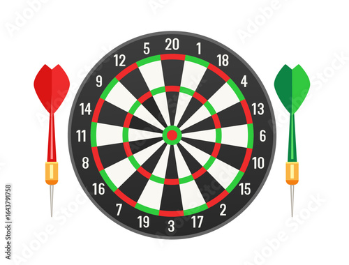Darts. Dartboard and darts. Vector clipart isolated on white background