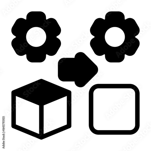 Dimensionality Reduction Semi Solid Vector Icon