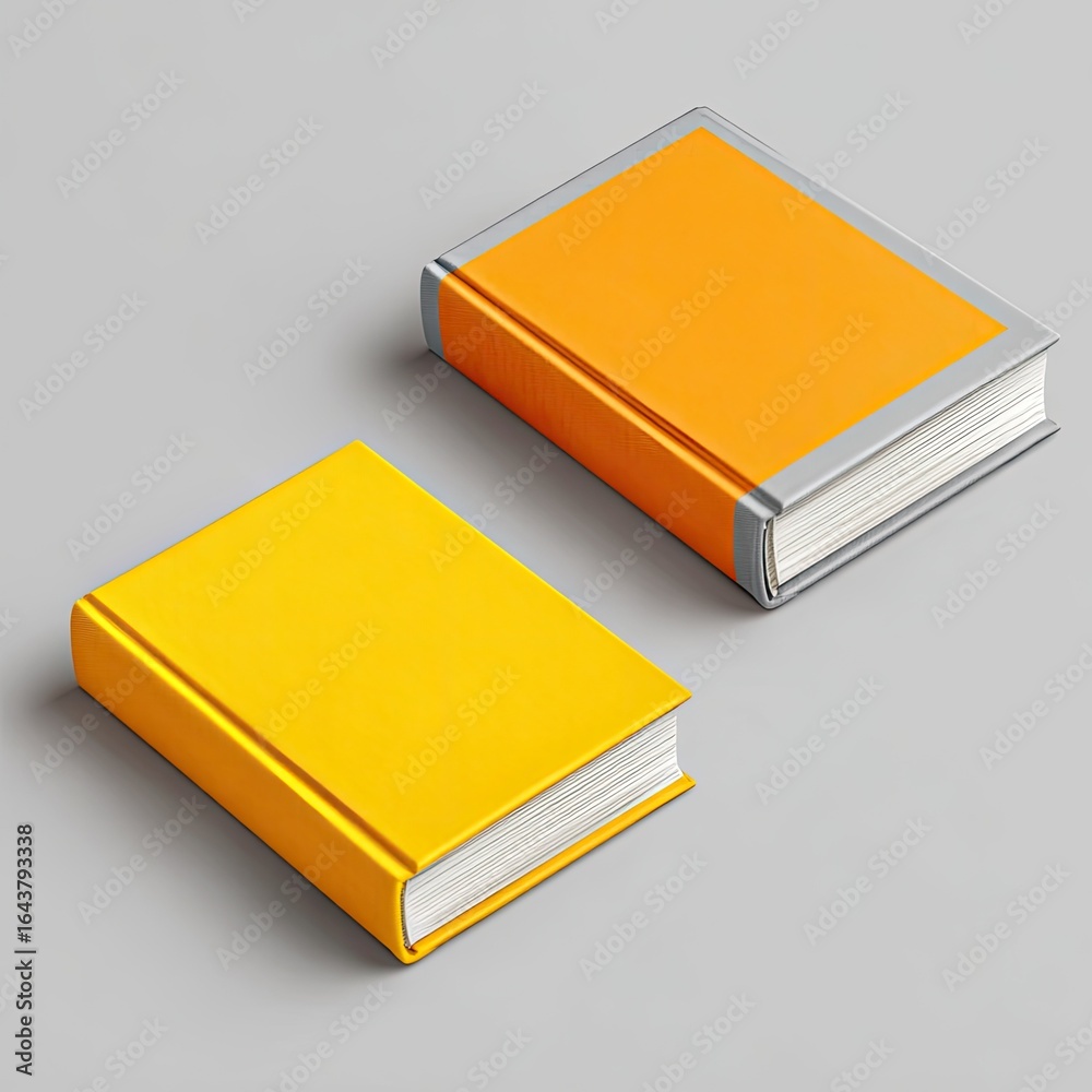 Two bright yellow books with a subtle gray accent Two bright yellow books with a subtle gray accent