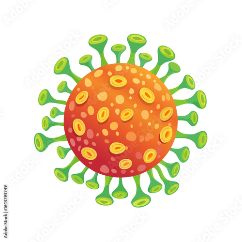 Cartoon Virus Particle Isolated on Black Background Medical Science and Global Health Research Illustration
