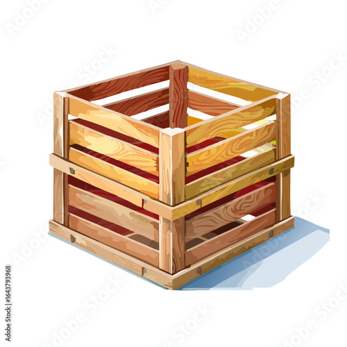 Wooden crate illustration rustic storage container for harvest vector artwork