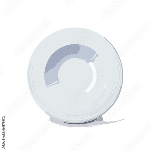 Abstract orb with circle segment design on a white sphere with gray gradients