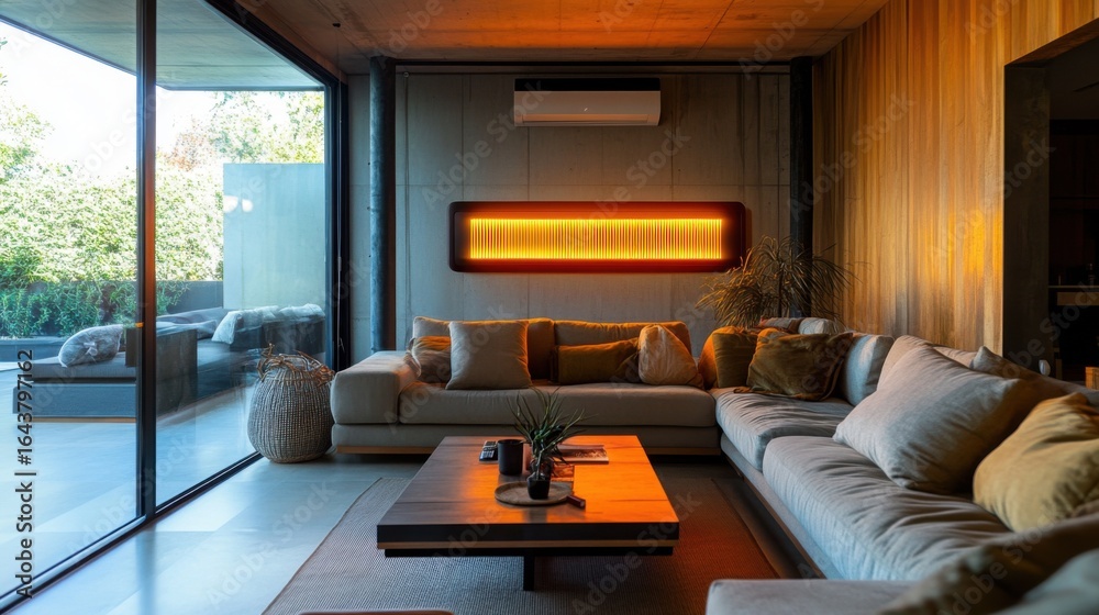 Fototapeta premium Modern electric infrared heater in the living room