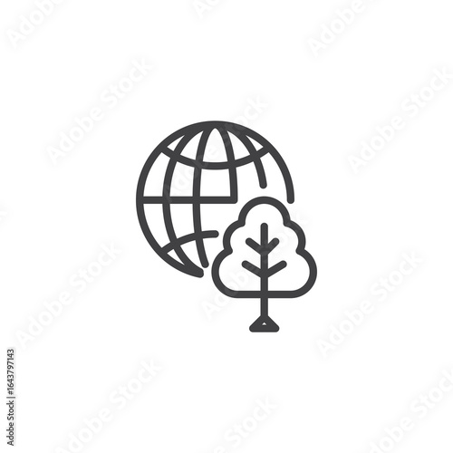 Earth globe and tree line icon