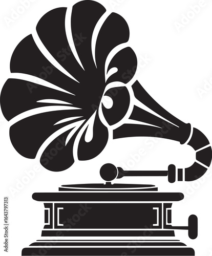 vintage gramophone silhouette icon simple vector design