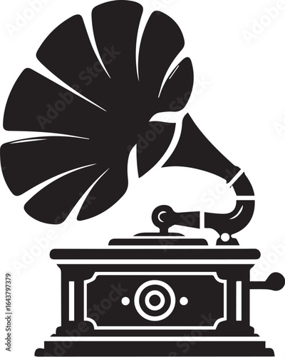 vintage gramophone silhouette icon simple vector design