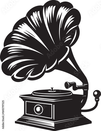 vintage gramophone silhouette icon simple vector design
