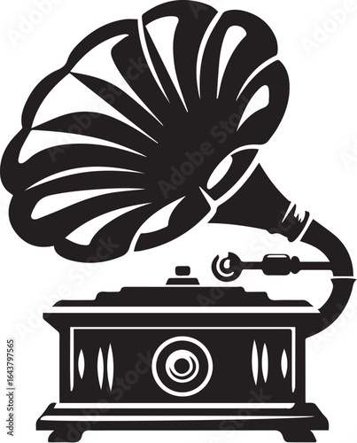 vintage gramophone silhouette icon simple vector design
