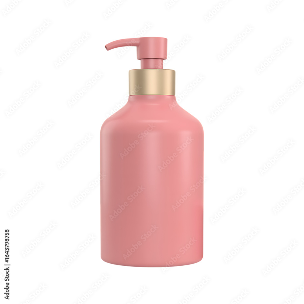 Modern pink soap dispenser bottle with gold pump. Clean and simple design.