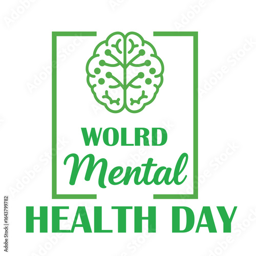 World Mental Health Day concept illustrate with the green ribbon that is the international symbol to become mental health awareness
