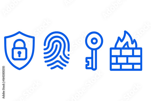 Security symbols representing safety measures for digital protection and data privacy