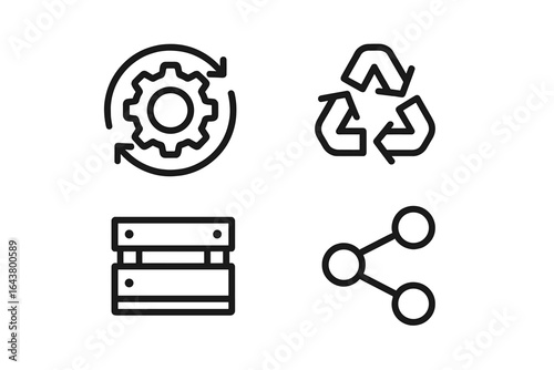 Icons representing sustainable practices in technology and environmental conservation efforts