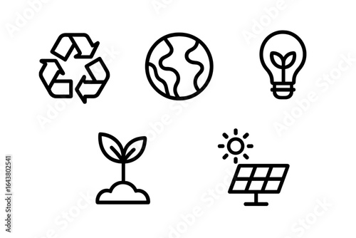 Symbols of sustainability and eco-friendly practices promoting environmental awareness and renewable energy solutions
