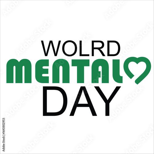 World Mental Health Day concept illustrate with the green ribbon that is the international symbol to become mental health awareness