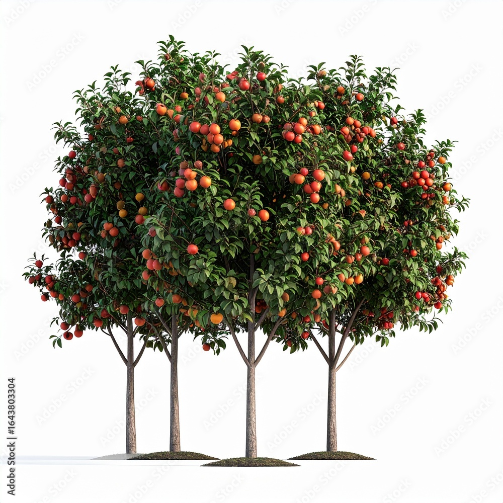 Fototapeta premium Four apple trees laden with ripe fruit