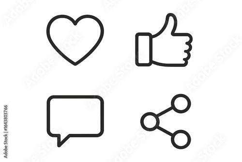 Digital icons representing emotions and interactions in social media contexts during modern connectivity