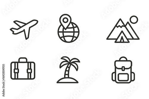 Travel essentials for adventure seekers at a tropical location under a clear sky