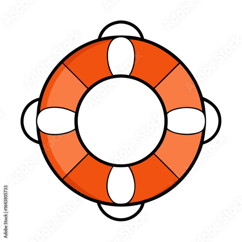 Bright orange lifebuoy ring symbol with sections against a black background