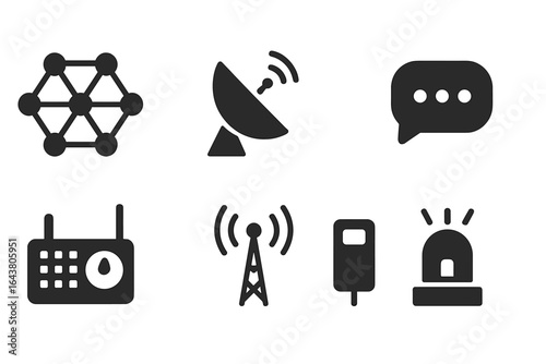 Various communication symbols representing technology and connectivity in a modern digital landscape