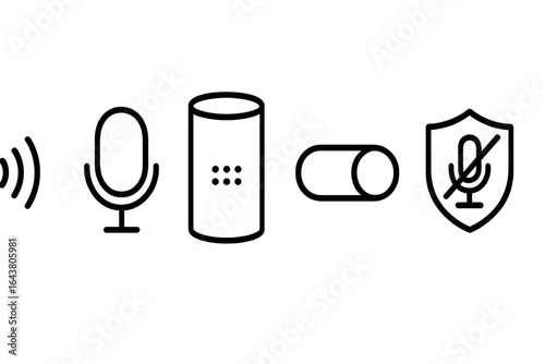 Icons representing various audio-related features and controls for digital devices, showcasing functionality and user options