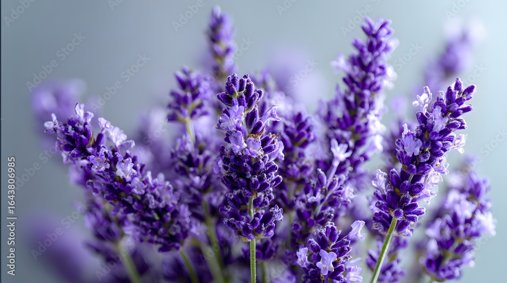 Naklejka premium Close-up view of vibrant purple lavender blossoms.