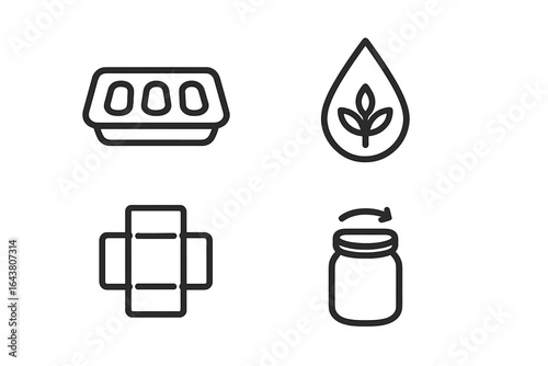 Symbols representing sustainable practices for eco-friendly living focused on gardening and food preservation