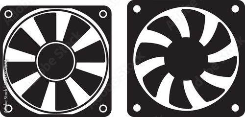 Two computer fan blades silhouette