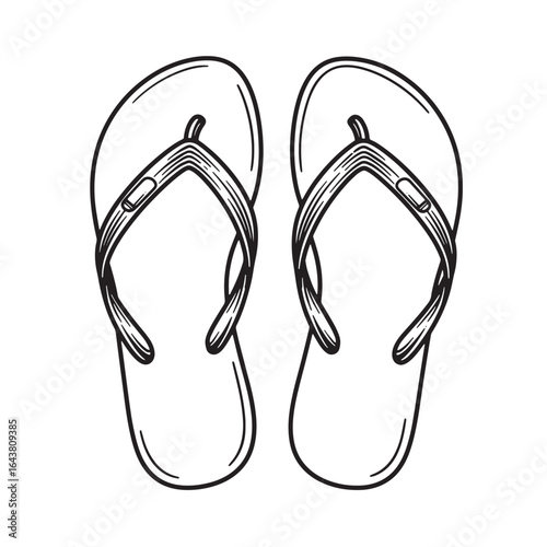 Hand drawn illustration of a pair of flip flops perfect for summer and holidays.