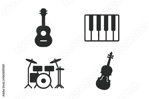 Various musical instruments displayed, showcasing the diversity of sound and culture in a creative setting