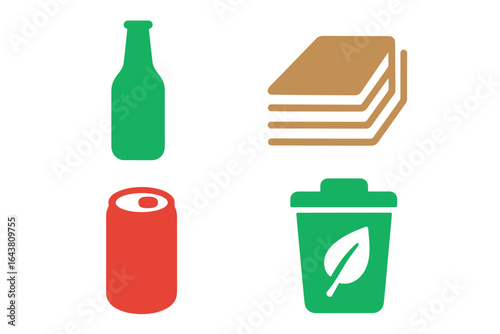 Recycling symbols representing different materials for eco-friendly waste management and sustainable practices