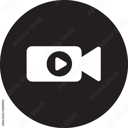 Minimalist video conference call camera icon silhouette