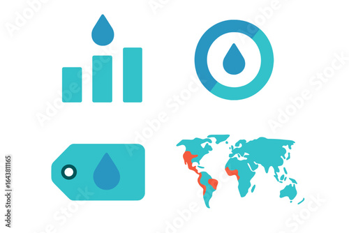 Visual representation of water conservation metrics and global impact on environmental awareness