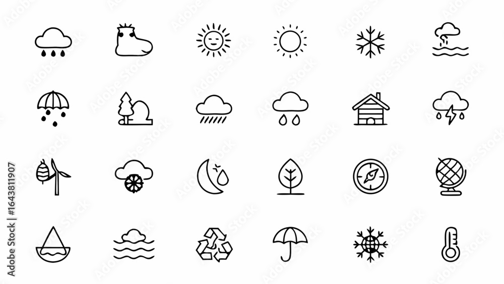 Fototapeta premium Climate Change & Environmental Weather Effects Outline