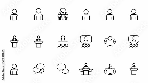 Debate and Discussion Outline Icon – Thin Line Art for Argument Concept