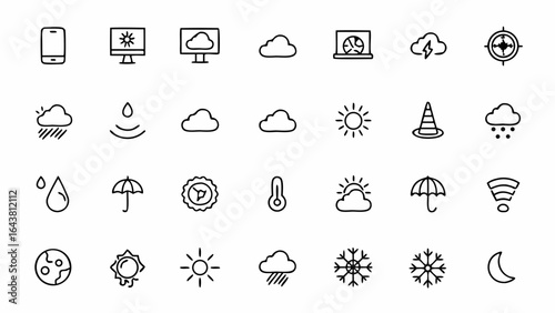 Meteorology & Weather Forecast Line Art