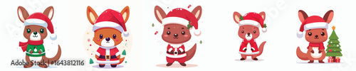cute kangaroo vector in Christmas costume