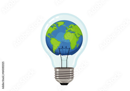 Lightbulb with blue and green world globe inside. Suitable for environmental, global, and creativity concepts in design projects.