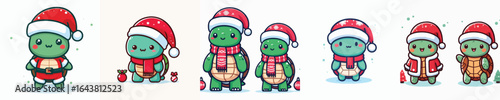 cute turtle vector dressed as christmas