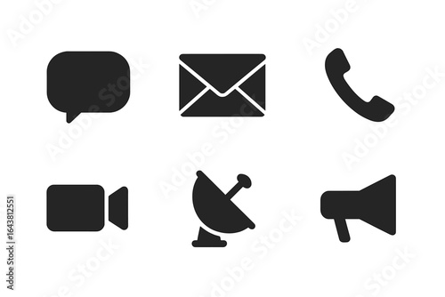 Communication icons representing various methods such as messaging, emailing, calling, and videoconferencing