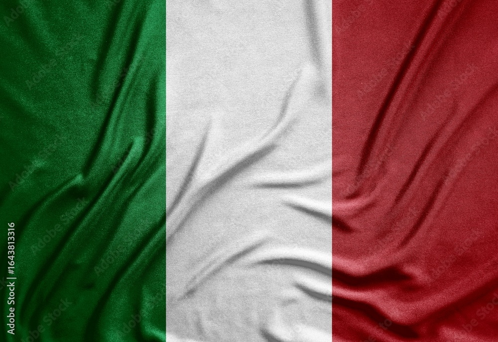 Obraz premium tricolor flag of the Republic of Italy on a rough canvas with folds and shadows